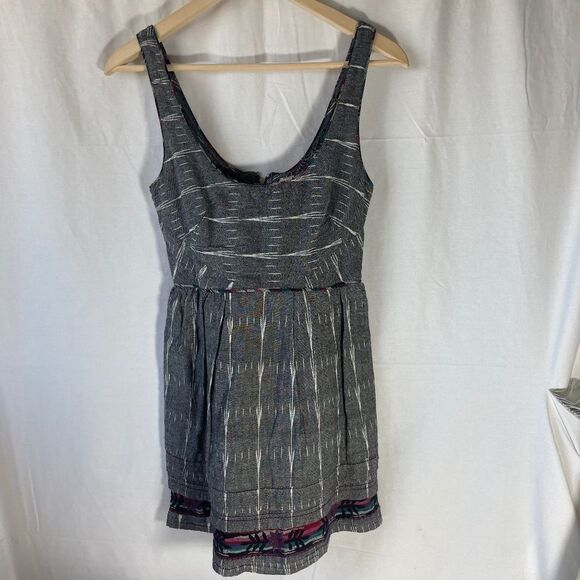 Free People New Romantics Midnight Grey Sleeveless Ikat Print Dress Sz 0 - Picture 3 of 10